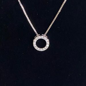 NEW Circle Cubic Zirconia Pendant Necklace Silver